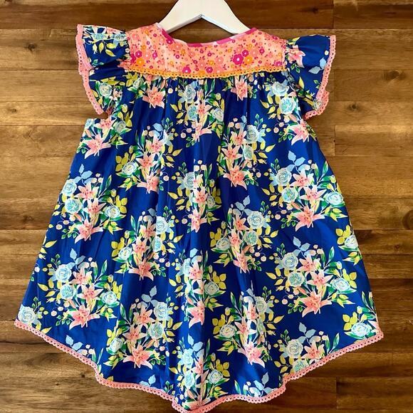 Wildflowers Best Day Ever Beautiful Ride Boho Top Blue Pink Floral Sleeveless 12 - Picture 5 of 7